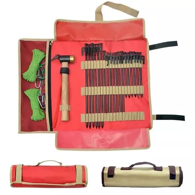 Outdoor Camping Tent Peg Nail Storage Bag Tent Hammer Wind Rope Folding Tote Bag • $27.05