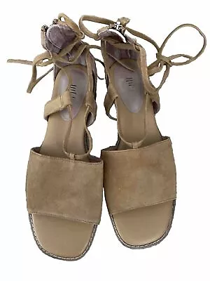 J Jill Evonne Suede Leather Sandals Flats Golden Amber NWOT/Box Women Size 9.5 • $35