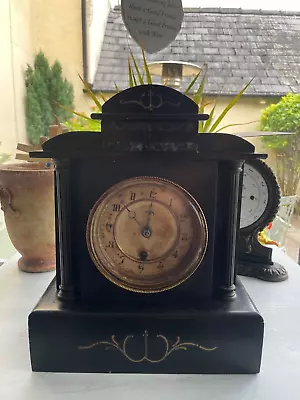 Antique HAC American Slate And Marble Timepiece Mantle Clock In Working Order. • £65