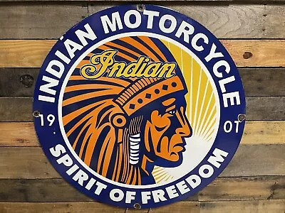 Indian Motorcycle Dealer 30   Vintage Porcelain Sign Service Garage Sales Gas • $525.90