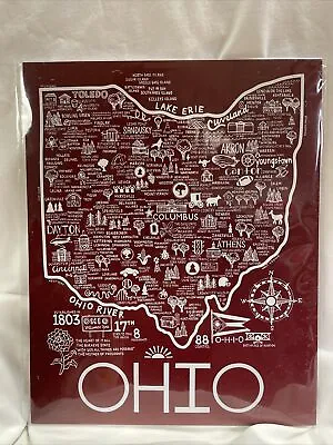 Ohio Map Print By WhereAbouts Giclée Print 8 X10  On Matte Paper NEW • $10.50