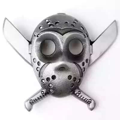 Vintage Western Cowboy Zine-alloy Men Double Knife Skull Mask Belt Buckle • $13.75