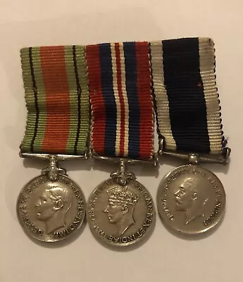 Original WW2 Royal Navy LSGC Miniature Medal Group Of 3 Mounted As Worn. • £29.99