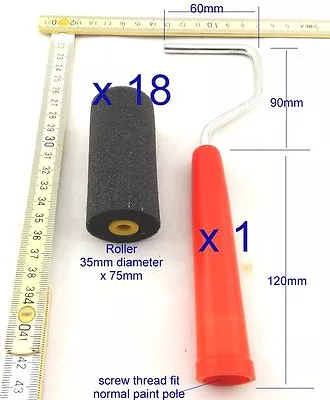 $16.95 • Buy 75MM PAINT ROLLER HANDLE With FOAM ROLLERS 19P Set