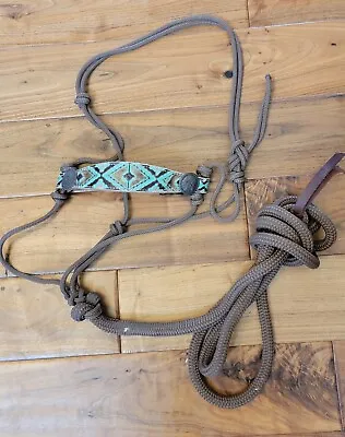 Aztec Navajo Southwestern Noseband Bronc Halter Lead Rope Lot Popper Leather Cob • $100