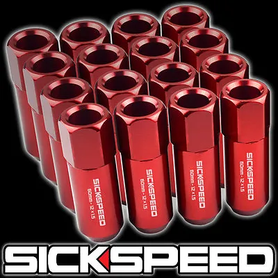 Sickspeed 16 Pc Red 60mm Aluminum Lug Nuts Lugs For Wheels/rims 12x1.5 L16 • $30.50