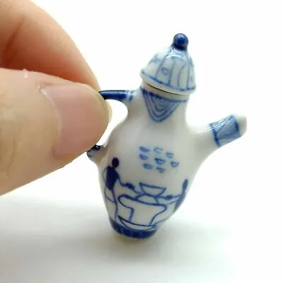 Miniature Traditional White Blue Ceramic Porcelain Teapot - TP014 • $5.95