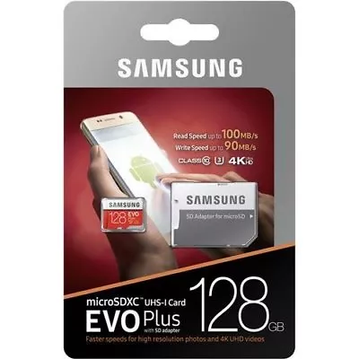 SAMSUNG EVO Plus 128GB MicroSD Micro SDXC C10 Flash Memory Card W/ SD Adapter • $15.50