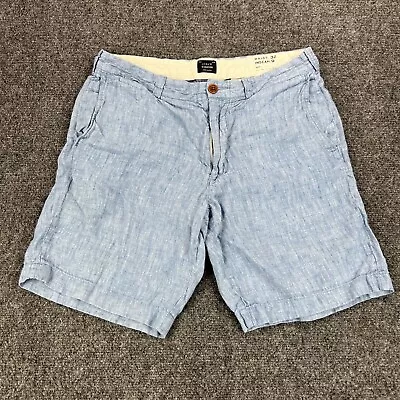 J. Crew Stanton Shorts Mens 32 Blue Baird McNutt Irish Linen Inseam 9” • $18.88