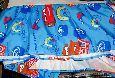 Disney Pixar World Of Cars Dust Ruffle ONLY Bed Skirt Child Toddler Blue Red • $5