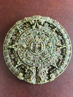 Vintage 1970’s Aztec Green Malachite Stone Mayan Calendar Wall Hanging Decor • $27.50