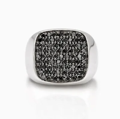 Micro Pave Set Sparkling Black Spinel With Sterling 925 Silver Biker Men's Ring • $235
