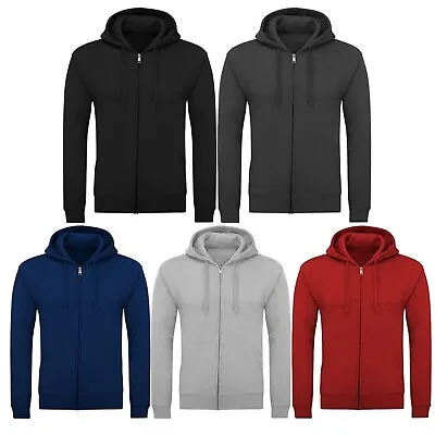 New Mens Plain Fleece Zip Up Top Zipper Hoody Sweatshirt Jacket Jumper Hoodie  • £8.90