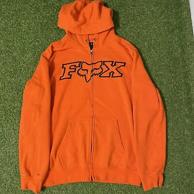 Men’s Fox Racing Orange Zip Up Hoodie Sweatshirt Size Medium M • $27.99