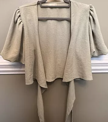 Altar’d State Puff Sleeve Front Tie Cropped Top-Size M Sage Green • $17