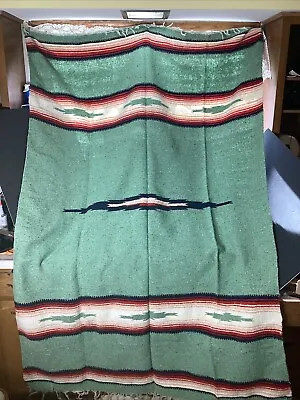 Zapotec Mexican Indian Wool Hand Woven Rug Blanket Approx. 82x57 Navajo Designs • $175