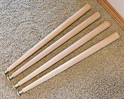 Set Of Four Solid Wood Unfinished Tapered Table Legs W/Brass Tips -27 1/2  Long • $24.99