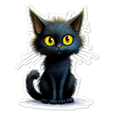 Cute Black Cat Kitten Vinyl Decal Sticker Indoor Outdoor 3 Sizes #11085 • $3.87