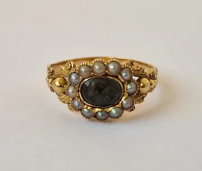 £550 • Buy Regency 15ct Yellow Gold & Split Pearl Mourning Ring C.1830 Size N 1/2 3.6 G