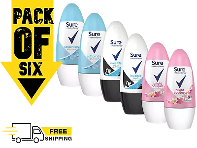 £5.99 • Buy Sure Women's Anti-Pespirant Deodorant Roll On 50ml Pack Of 1, 3 Or 6