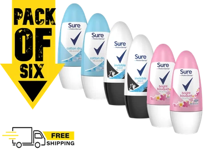 £5.99 • Buy Sure Women's Anti-Pespirant Deodorant Roll On 50ml Pack Of 1, 3 Or 6