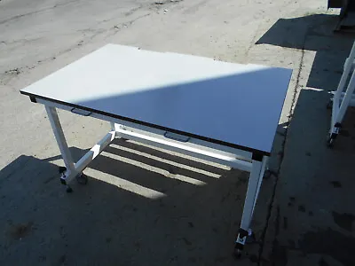 48  X 30  X 30  LAMINATE TOP LAB TABLE/ BENCH W/ CASTORS WHEEL STOPS & SLOTS • $599.99