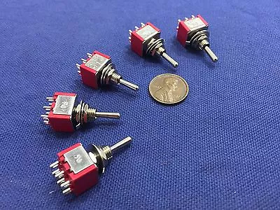 5 Pieces Momentary Mini Toggle Switch (ON)-OFF-(ON) 6 Pin 12vdc Dpdt 1/4 A5  • $12.07