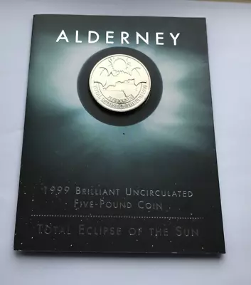 1999 Alderney Total Eclipse Of The Sun Five 5 Pound Coin In Royal Mint Pack Bu • $30.17