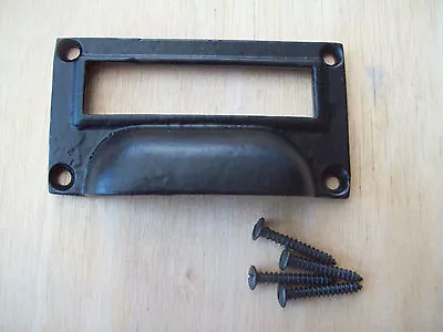 £6.99 • Buy 3  Black Iron Drawer Cupboard Filing Cabinet Card Frame Label Holder Cup Handle