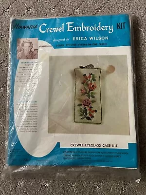 Vintage Hiawatha Crewel Embroidery Eyeglass Case Kit Erica Wilson NEW Flowers • $9.95