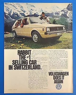 1978 Volkswagen Rabbit #1 Selling  Car In Switzerland Vtg 1970's Print Auto Ad • $4.75