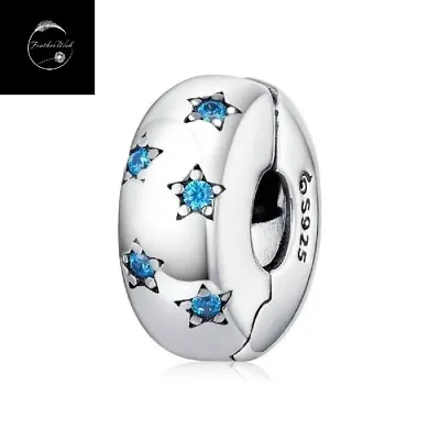 Genuine Sterling Silver 925 Blue Star Clip Stopper Bead Charm For Bracelets • £16.49