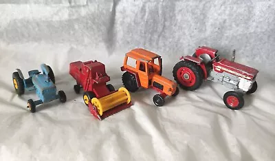 4 Vintage Corgi Lesney Matchbox Massey Ferguson Tractors &  Combine Harvester  • £4.99