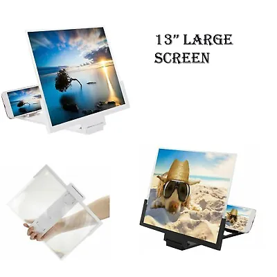 13  Inch Mobile Phone Screen Enlarger Magnifier 3D HD Video Amplifier Stand UK • £6.48