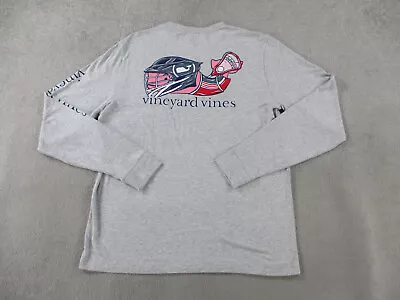 NEW Vineyard Vines Shirt Adult Medium Gray Pink Lacrosse Whale Long Sleeve • $29.99