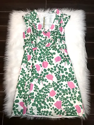 Anthropologie Moulinette Soeurs Womens Silk Dress 8 Pink Green Floral Romantic • $39.99