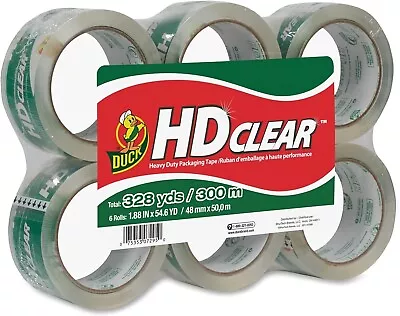 Duck HD Clear Packing Tape 6 Rolls 328 Yards Heavy Duty Packaging For Shipping • $24