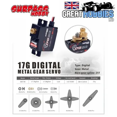 £11.99 • Buy Surpass Hobby 17G Metal Gear Digital Servo For 1/18 1/16 Mini RC Car Plane Boat