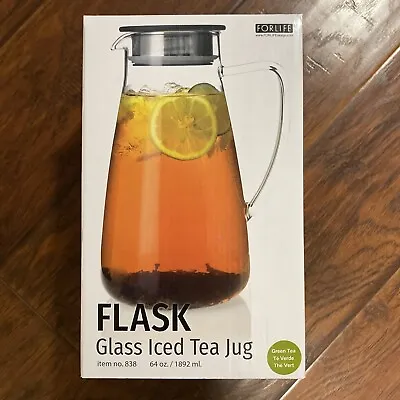 FORLIFE FOR LIFE GLASS ICE TEA JUG W/INFUSER  NEW IN BOX 64oz No 838 • $22.94