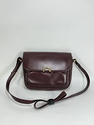 Vintage Cartier Must Line Bordeaux Leather Crossbody Shoulder Bag ~ 10 X 8 X 2 • $179.99