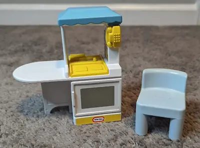 Vtg. Little Tikes Party Kitchen Doll House Furniture Counter Stove  & Chair • $10.99