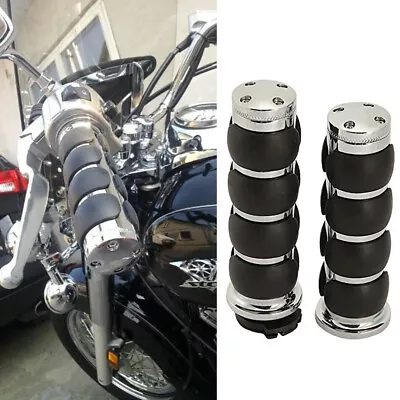 $35.42 • Buy Chrome 1  Motorcycle Handle Bar Hand Grips For Yamaha V Star 650 950 1100 1300 