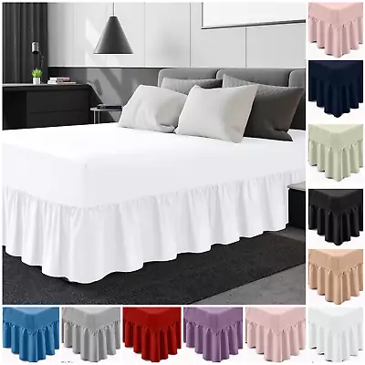 Extra Deep Fitted Valance Sheet Poly-Cotton Plain Dyed Bed Sheets Single Double • £5.99