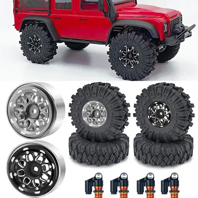 4PCS Beadlock RC Wheel Rims / Mud Tires For Axial SCX24 1/18 Traxxas TRX4M • $20.71