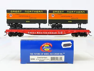HO Scale Athearn 92364 GN Great Northern 50' Flat Car #60315 W/ Two 25' Trailers • $69.95