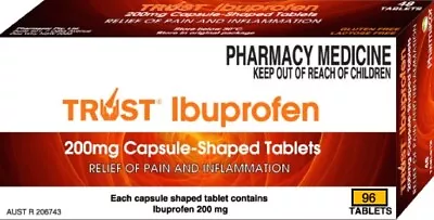$11.49 • Buy Trust Ibuprofen 96 Tab - 200mg Capsule Shaped Tablets, Generic Nurofen