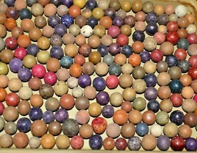 1800s Civil War Era Colored Dye's Clay Marbles Lot Of 24 Size .500  = 1/2  + Or- • $30