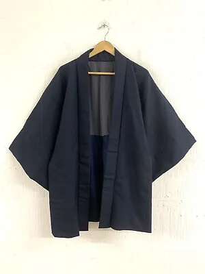 Vintage Japanese Yukata Kimono Haori Traditional Short Robe Blue Jacket Medium • £19.99