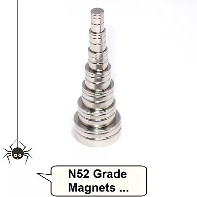 N52 Grade Magnets Small Neodymium Disc 2mm 3mm 4mm 5mm 6mm Tiny Craft Magnets UK • £2.19