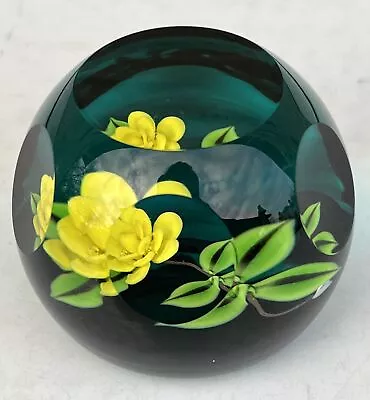 William Manson Caithness Yellow Rose Paperweight Scotland Limited Edition • $149.95